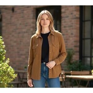 Pigskin Suede Leather Shirt Chore Jacket Sz SP Rust Brown Shacket Snaps Western